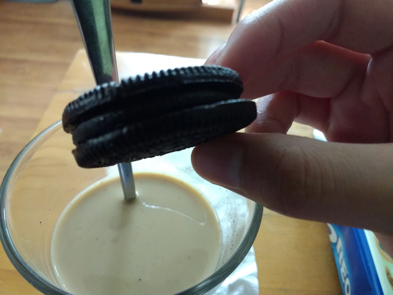 The creme is pretty dark up close compared to the standard chocolate ones.